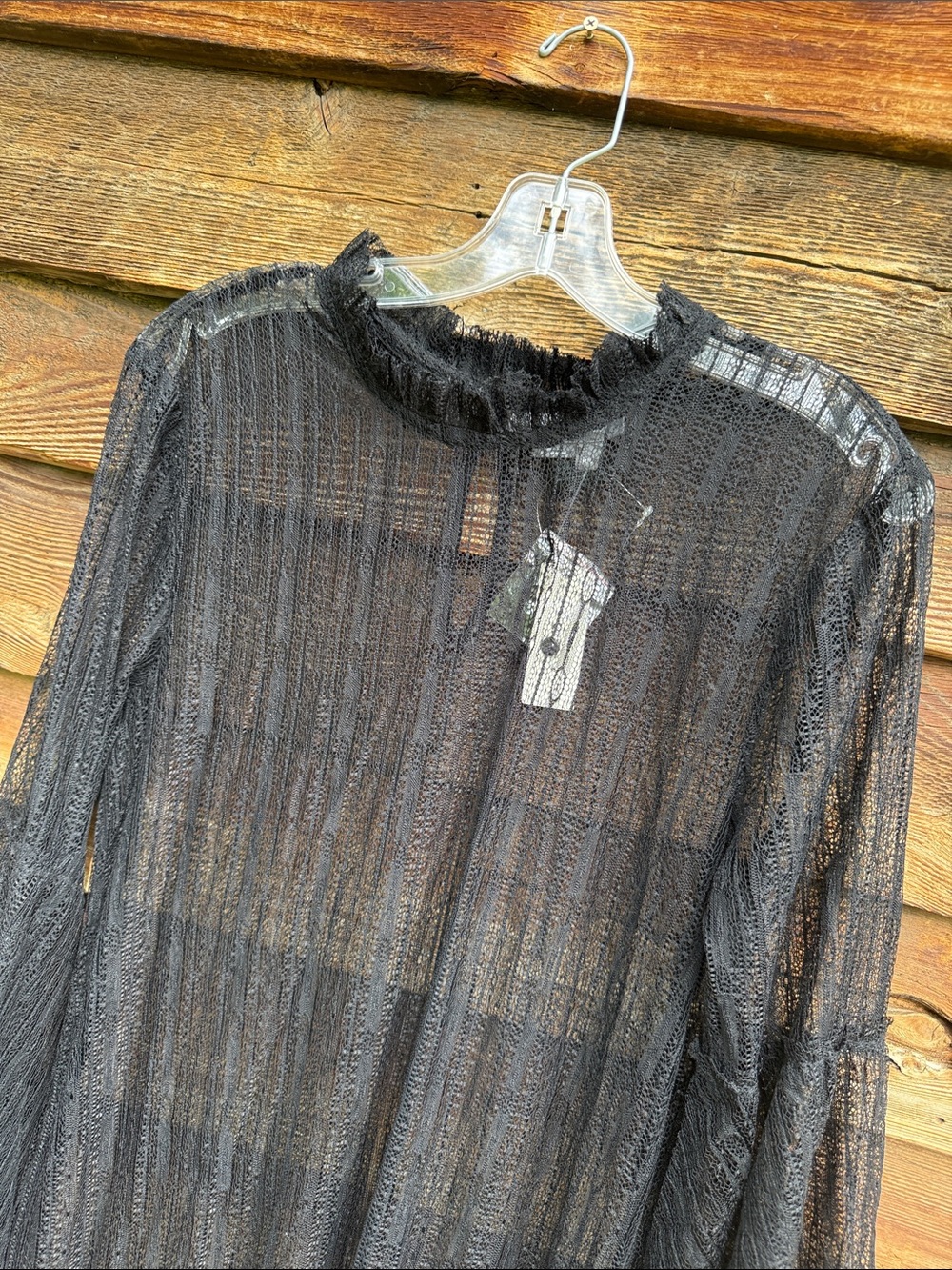 Anthropologie mesh maxi dress bell sleeves paneled witchy - Picture 3 of 7